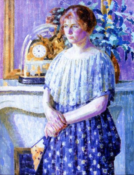 Woman Before A Fireplace by Louis Ritman
