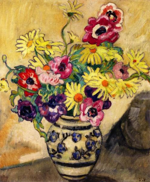 Anemones And Yellow Daisies by Louis Valtat