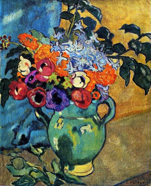 Anemones On A Blue Background by Louis Valtat