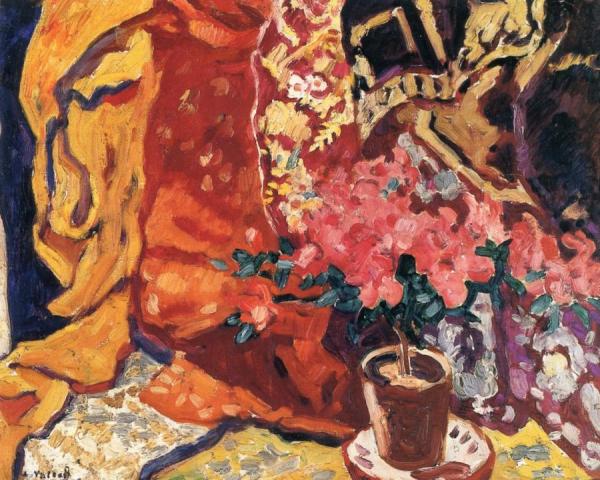 Azaleas With Drapery by Louis Valtat