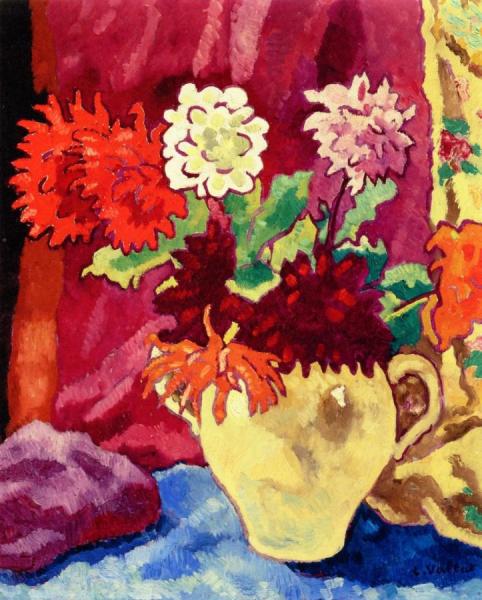 Beige Pitcher, Dahlias by Louis Valtat