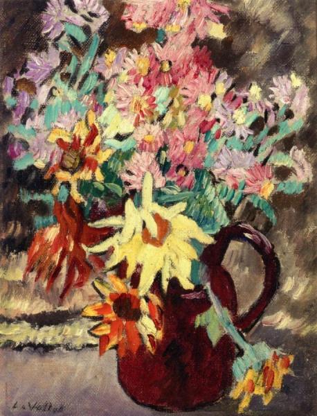 Bouquet Of Flowers In A Brown Pitcher by Louis Valtat