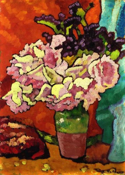 Louis Valtat Bouquet Of Flowers On An Orange Background