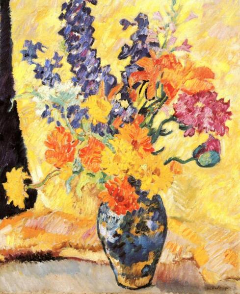 Bouquet Of Poppies, Zinnias And Snap Dragons by Louis Valtat