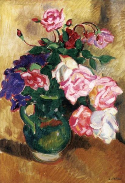 Bouquet Of Roses In A Green Pitcher by Louis Valtat