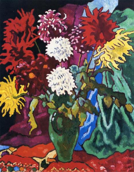 Dahlias, Green Pitcher by Louis Valtat