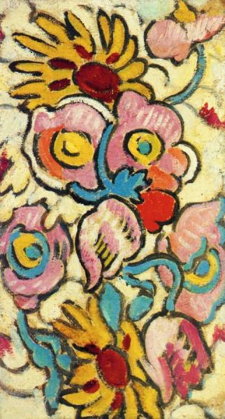 Flowers On A Yellow Background by Louis Valtat