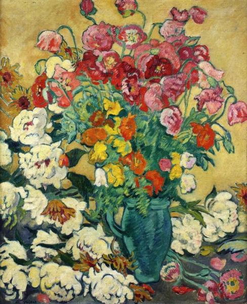 Large Bouquet With Green Jug by Louis Valtat