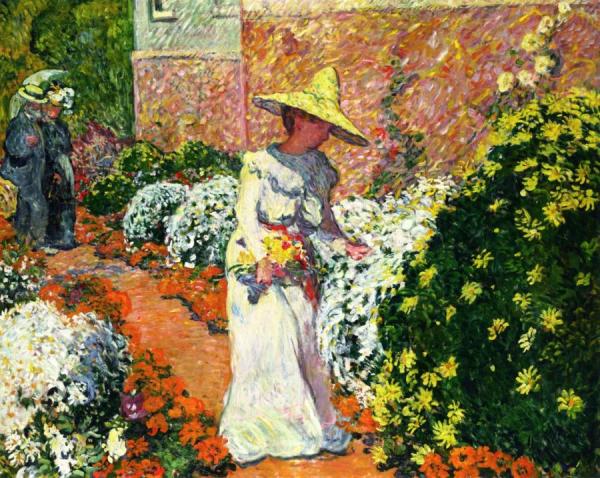 Madame Valtat In The Garden At Anthéor by Louis Valtat