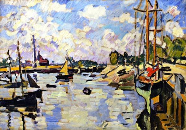 Sailboats At Anchor by Louis Valtat