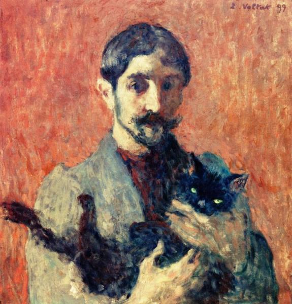 Self-portrait With Cat by Louis Valtat Oil Painting Reproductions