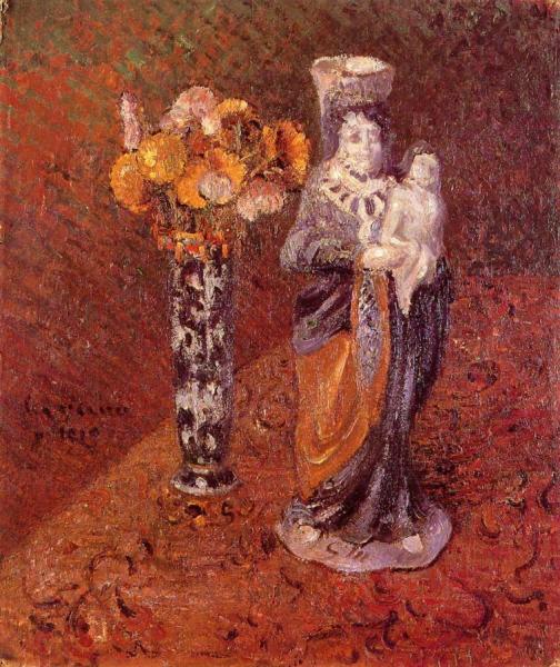 Statuette And Vase Of Flowers by Louis Valtat