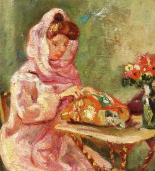 Suzanne Valtat Embroidering by Louis Valtat