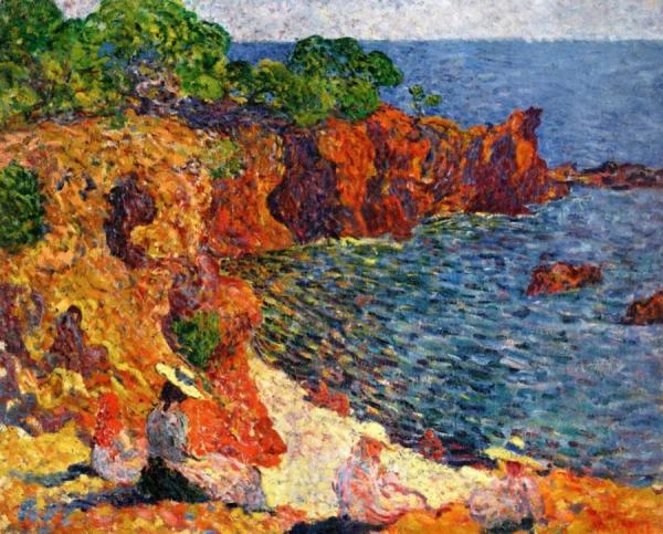 The Bompart Family On The Red Rocks Of Agay In The Sun by Louis Valtat