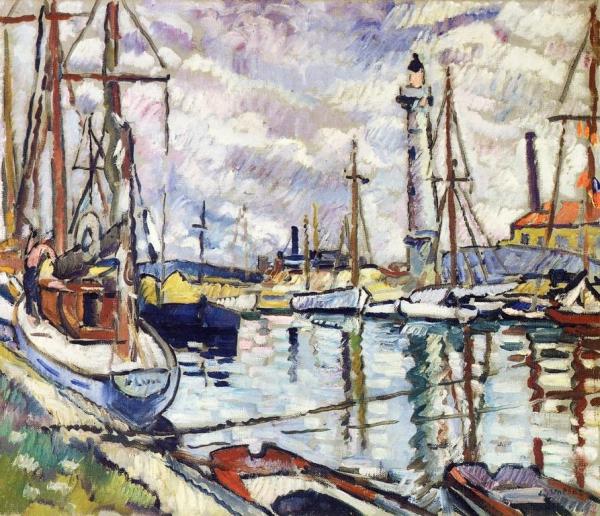 The Canal And Drawbridge At Ouistreham by Louis Valtat