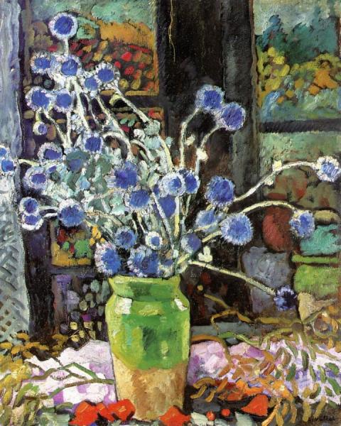 Thistles By The Window At Choisel by Louis Valtat