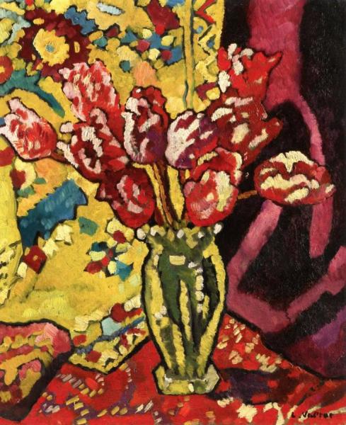 Tulips In A Chrystal Vase by Louis Valtat