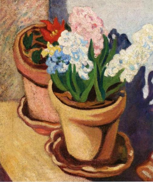 Two Pots Of Flowers, Cactus Flowers And Hyacynths by Louis Valtat