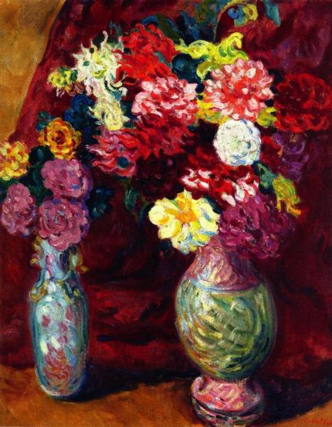 Two Vases Of Flowers by Louis Valtat
