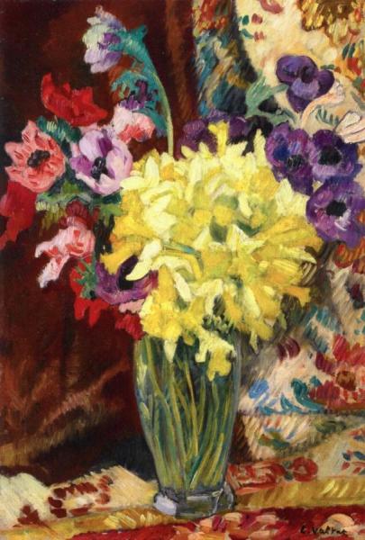 Vase Of Anemones And Jonquils by Louis Valtat