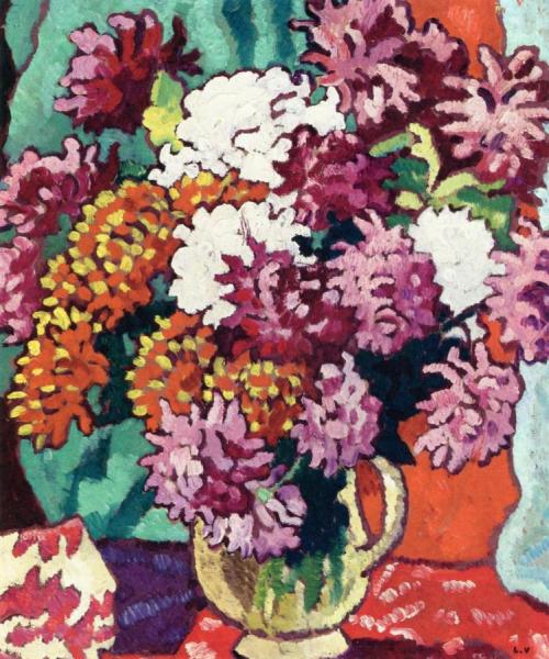 Vase Of Dahlias by Louis Valtat