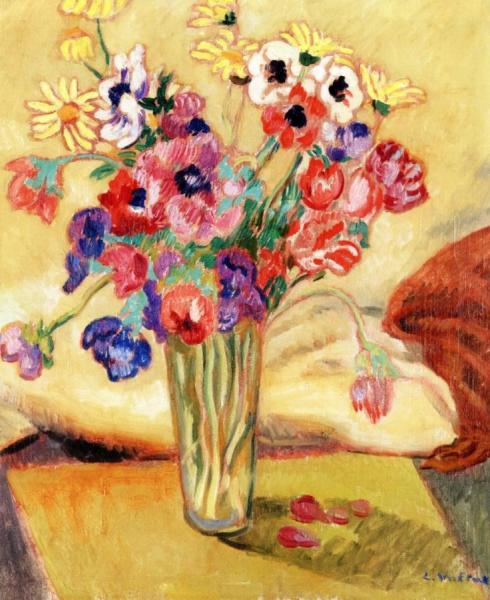 Vase Of Flowers With Anemones by Louis Valtat