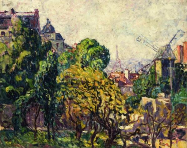 View Of Moulin De La Galette And The Eiffel Tower by Louis Valtat