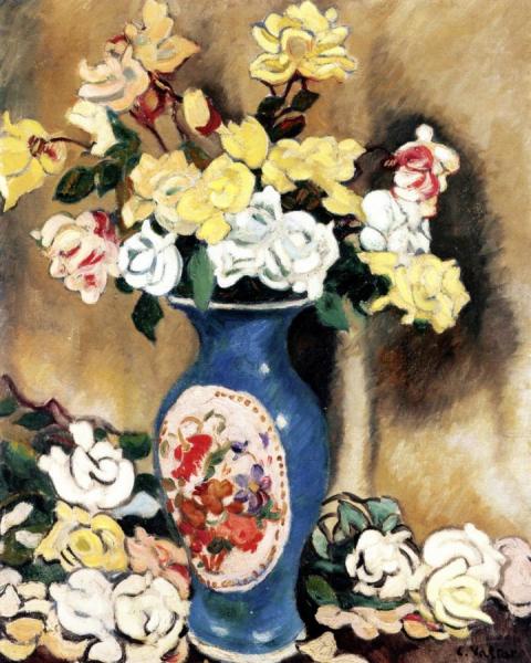 White Roses In A Sévres Vase by Louis Valtat