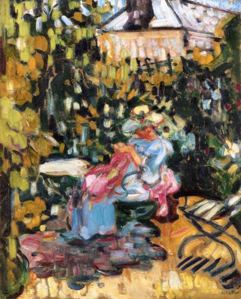 Woman Sewing In The Garden by Louis Valtat Oil Painting Reproductions