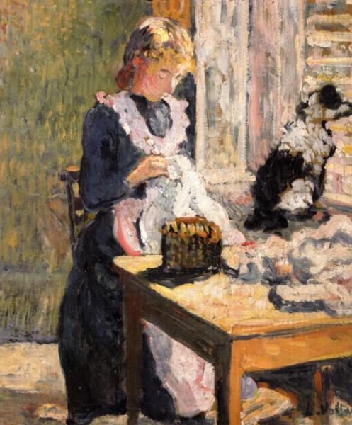 Louis Valtat Woman Sewing With A Dog