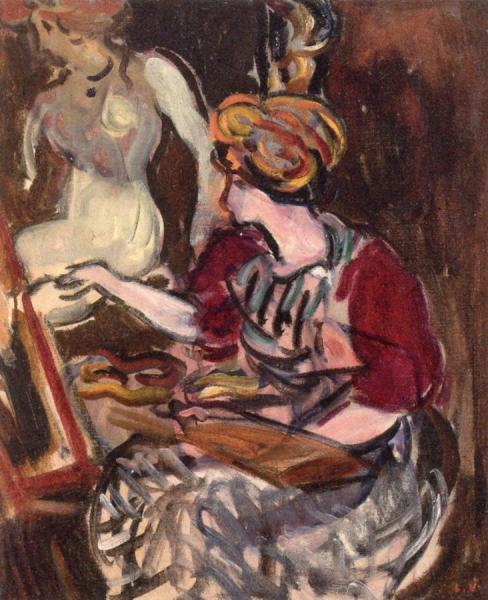 Young Woman And Her Model by Louis Valtat