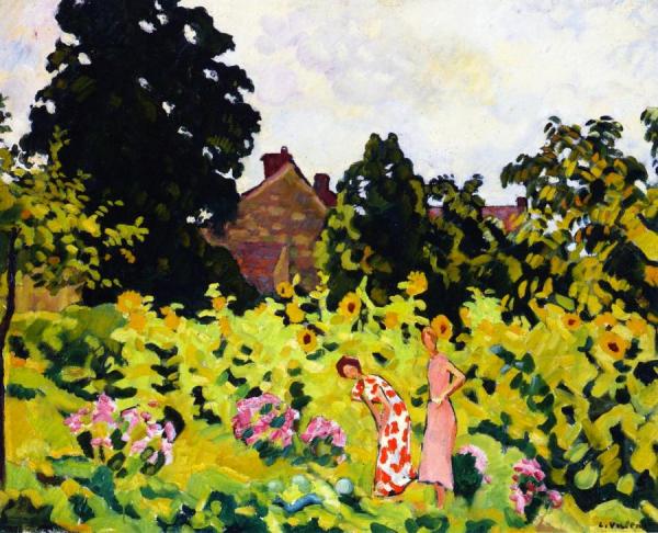 Young Women Picking Flowers In The Garden by Louis Valtat