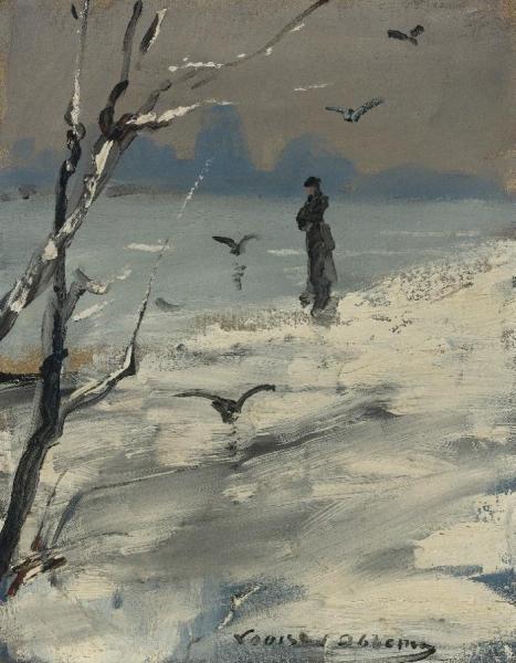 Elegant Woman On A Winter's Walk by Louise Abbema