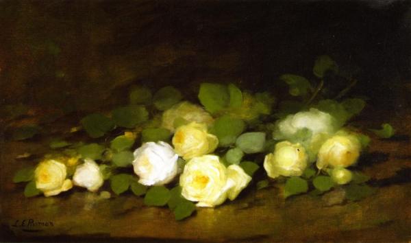 Still Life Of Yellow Roses by Louise Ellen Perman