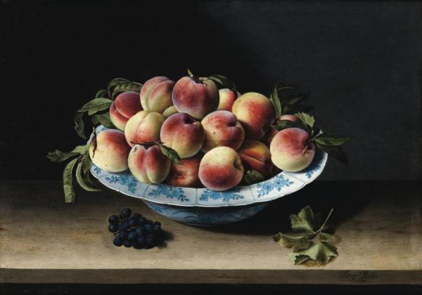 Peaches In A Blue And White Ming Porcelain Bowl On A Table by Louise Moillon Oil Painting Reproductions