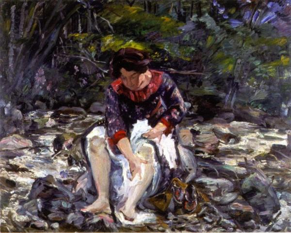 Girl In The Brook (charlotte Corinth) by Lovis Corinth