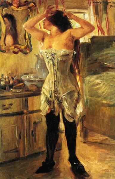 In A Corset by Lovis Corinth