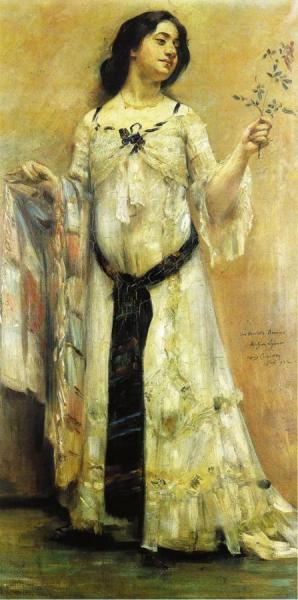 Portrait Of Charlotte Berend In A White Dress by Lovis Corinth