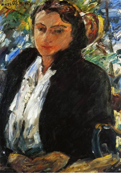 Portrait Of Charlotte Berene-corinth In A Green Velvet Jacket by Lovis Corinth