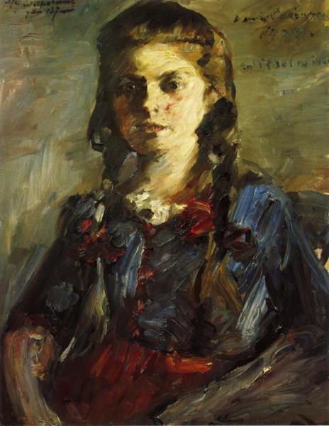 Portrait Of Wilhelmine With Her Hair In Braids by Lovis Corinth