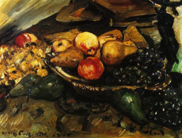 Still Life With Fruit And Wine Glass by Lovis Corinth