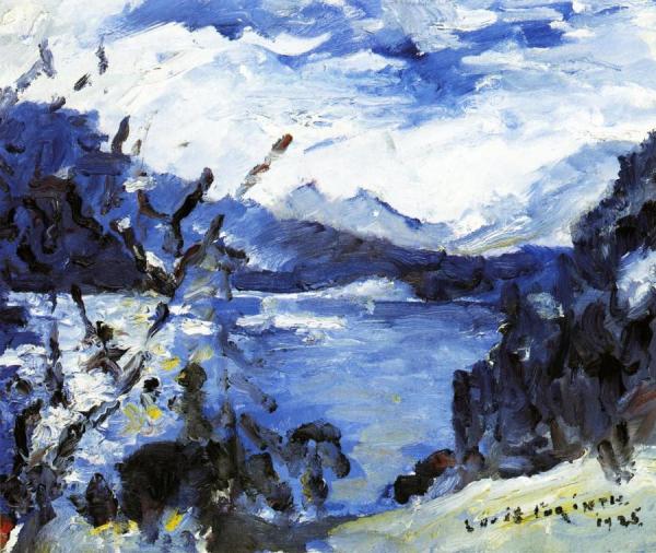 The Walchensee With Mountain Range And Shore by Lovis Corinth