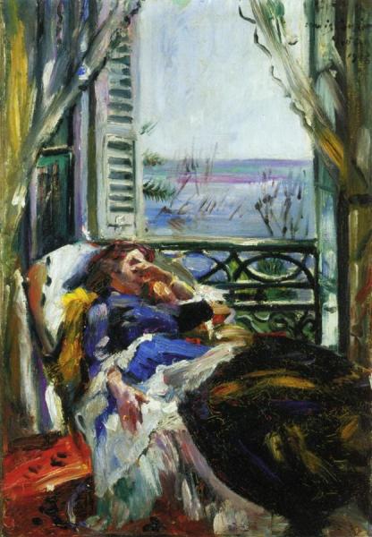Woman In A Deck Chair By The Window by Lovis Corinth