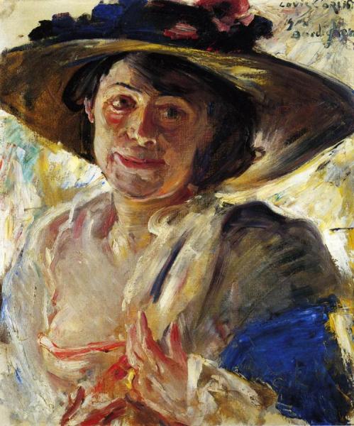 Woman In A Hat With Roses by Lovis Corinth