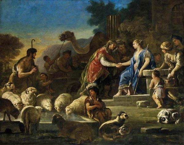 Jacob And Rachel At The Well by Luca Giordano Oil Painting Reproductions
