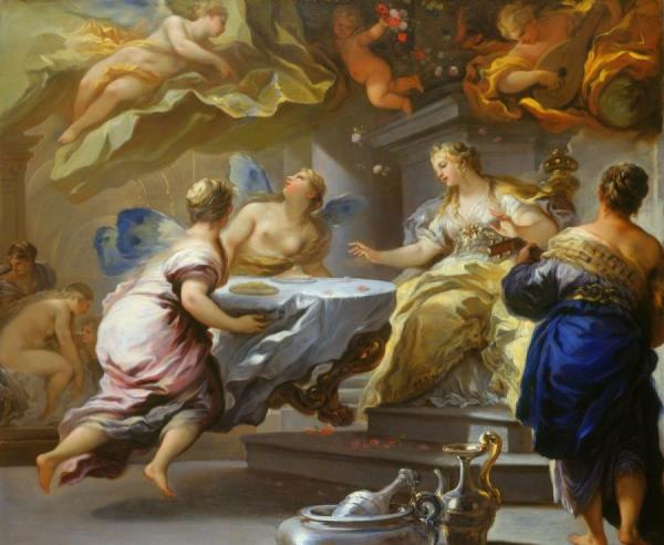 Psyche Served By Invisible Spirits by Luca Giordano