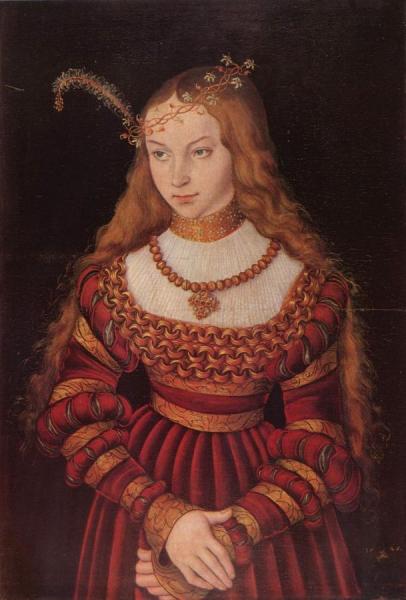 Portrait Of Princess Sybille Of Cleves As A Bride John Frederick The Magnanimous Of Saxony by Lucas Cranach The Elder Oil Painting Reproductions