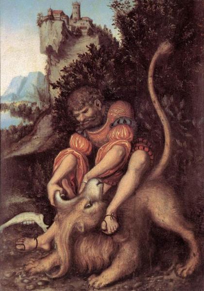Samson's Fight With The Lion by Lucas Cranach The Elder
