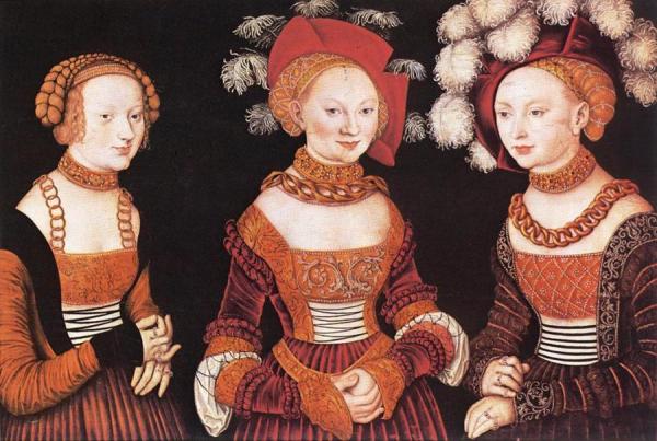 Saxon Princesses Sibylla, Emilia And Sidonia by Lucas Cranach The Elder