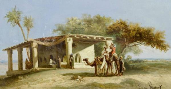 Bedouin At A Watering Hole by Lucien Henri Robert